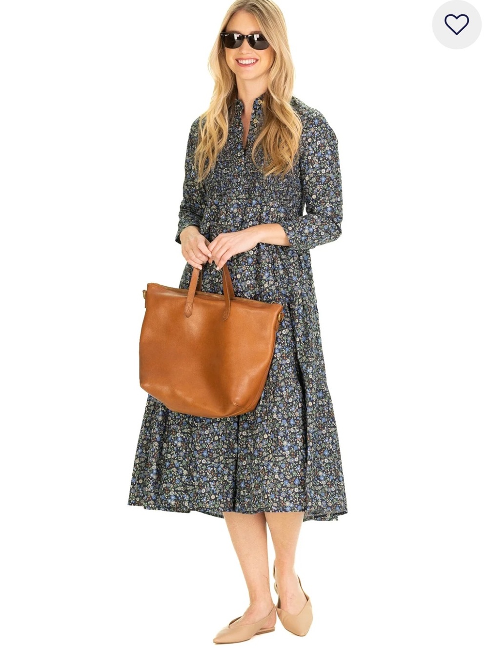 Duffield Lane Dark Floral Smocked Tiered Midi Dress